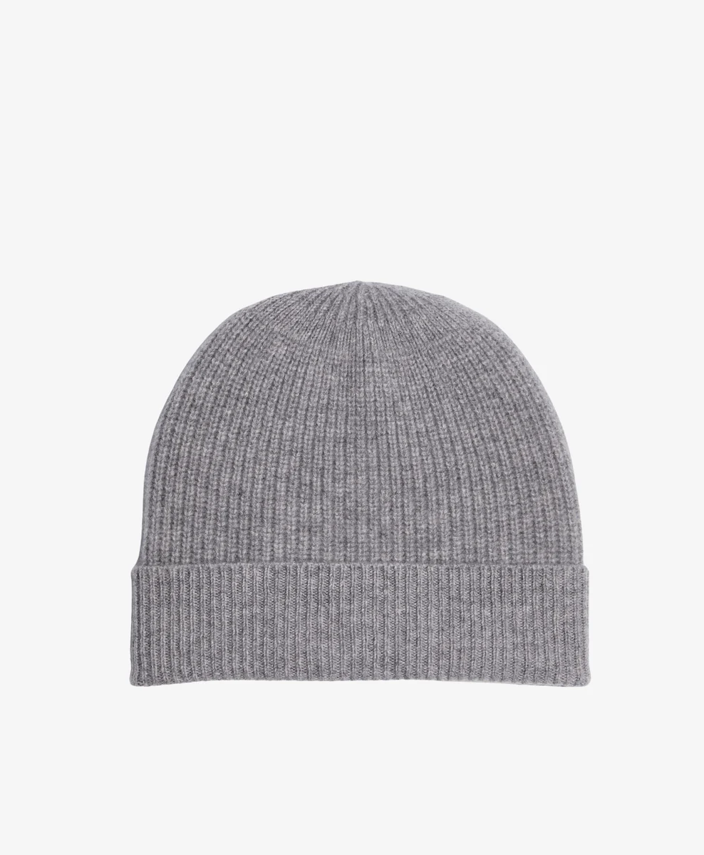 Consistent Foxford Grey Ribbed Cashmere Beanie Reliable