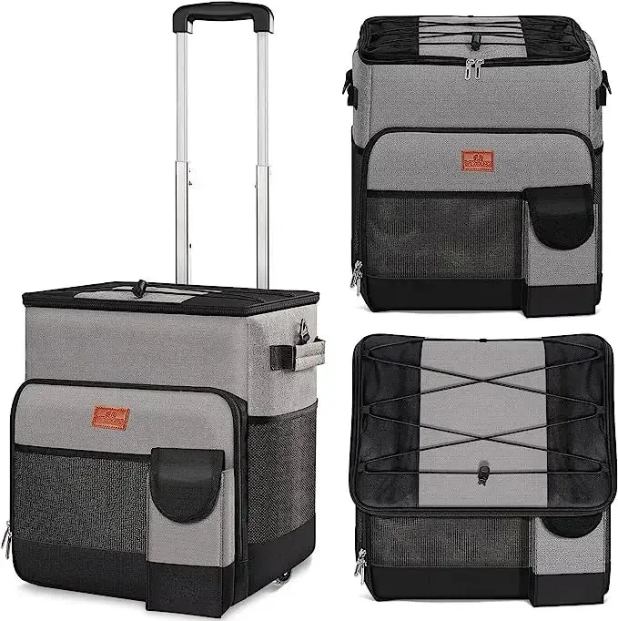 Pure Rolling Insulated Cooler Bag with Removable Wheels Handle – 32L 35L 43L Oxford Cloth Cooler for Camping Beach Comfortable