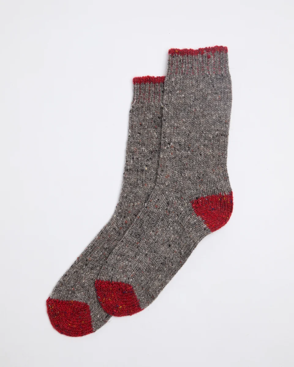 Lightweight Foxford Men's Walking Socks Grey Red Next-Generation