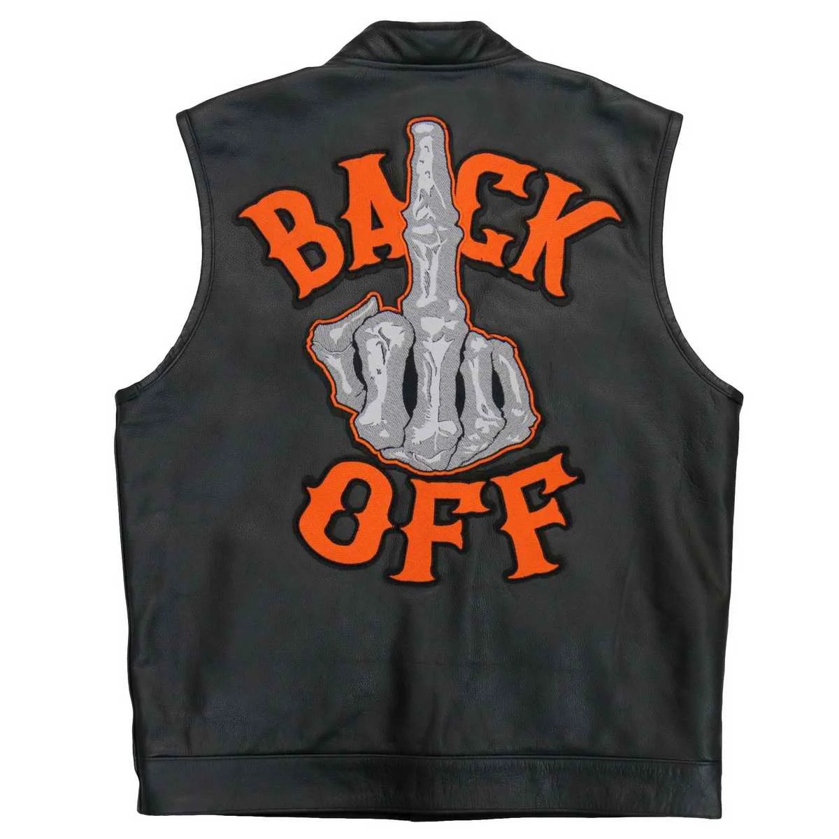 Official Hot Leathers M2002 Men's Black 'Back Off Finger' Conceal and Carry Leather Vest Trendy