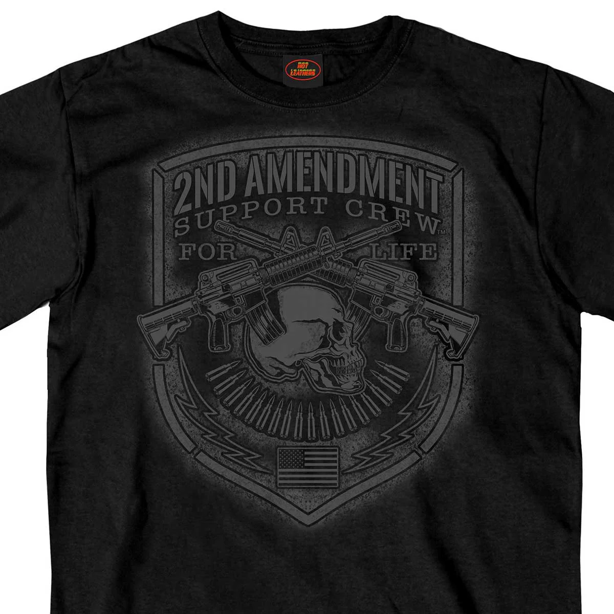 Responsible Hot Leathers GMD1442 Men's Black '2nd Amendment Support' T-Shirt Expertly Made