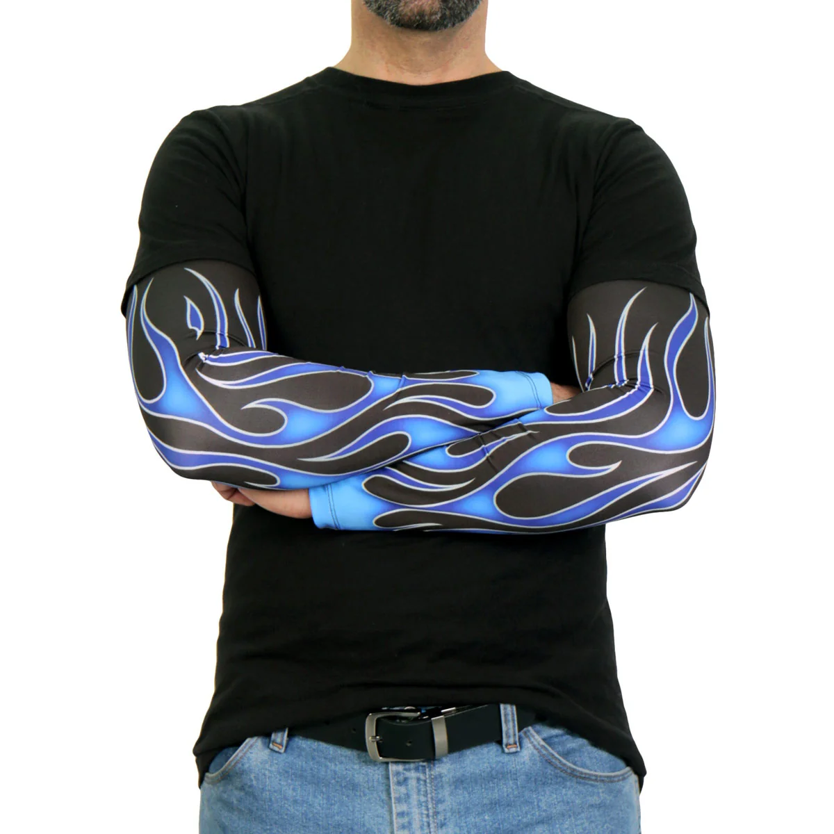 User-Friendly Hot Leathers ARM1005 Flames Blue Arm Sleeve Classic