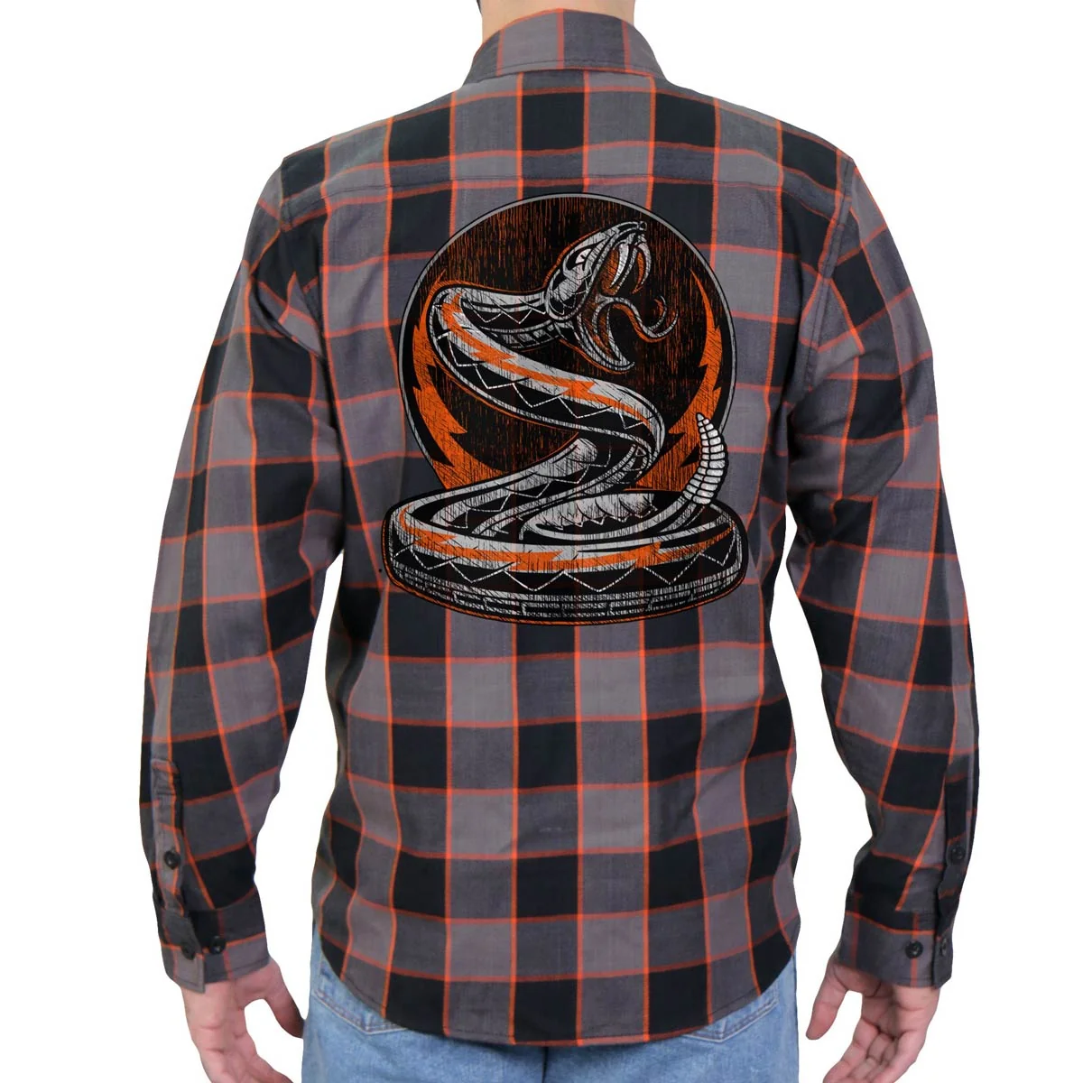 Healthy Hot Leathers FLM2111 Men's Rattler Flannel Long Sleeve Shirt Trendy