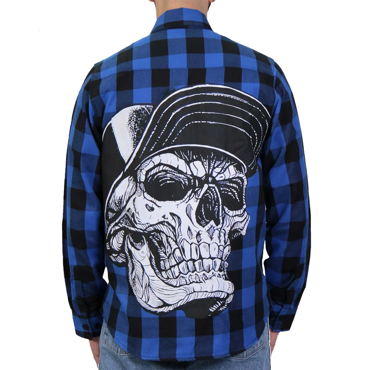 Stylish Hot Leathers FLM2107 Men's Snap Back Skull Flannel Long Sleeve Shirt Smart