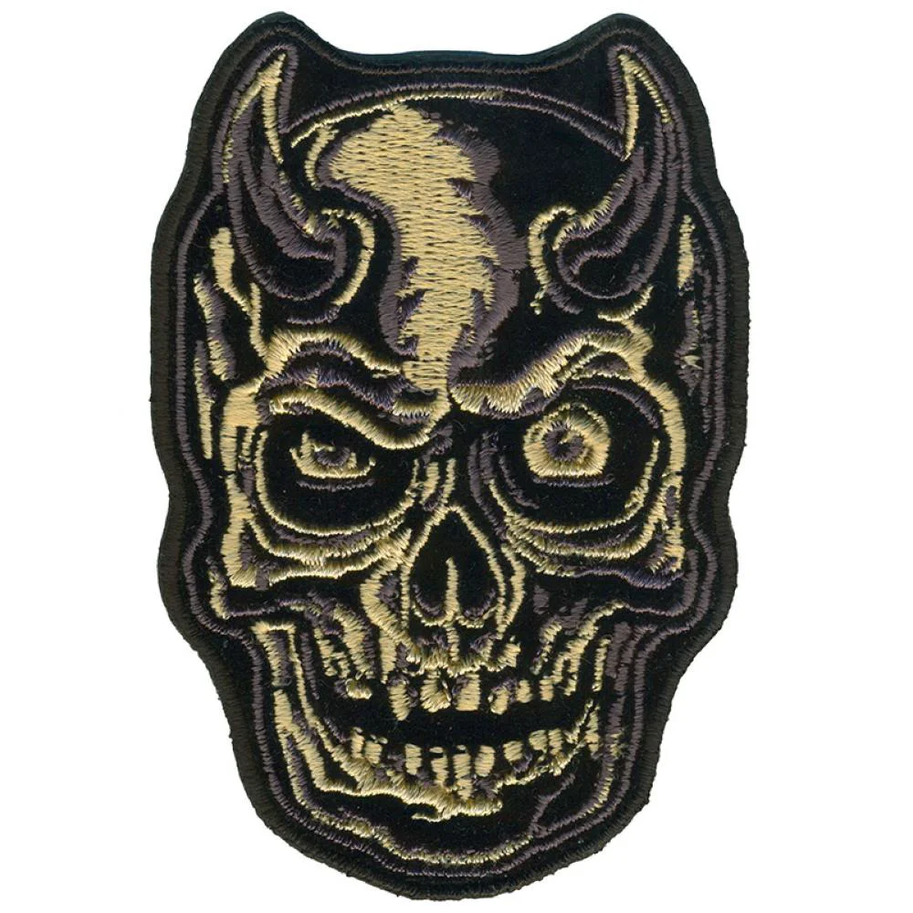 Smart Hot Leathers PPQ1210 Devil Horn Skull Grey 3.5 Patch Carefully Designed