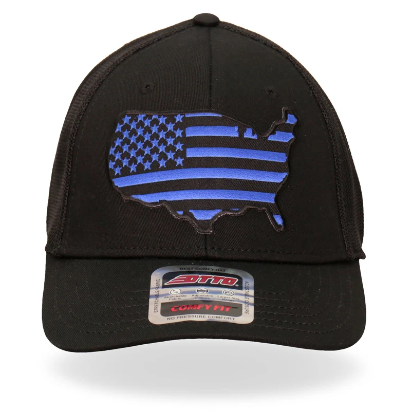 Organic Hot Leathers GSH1037 Blue Country Flag Trucker Hat Pure