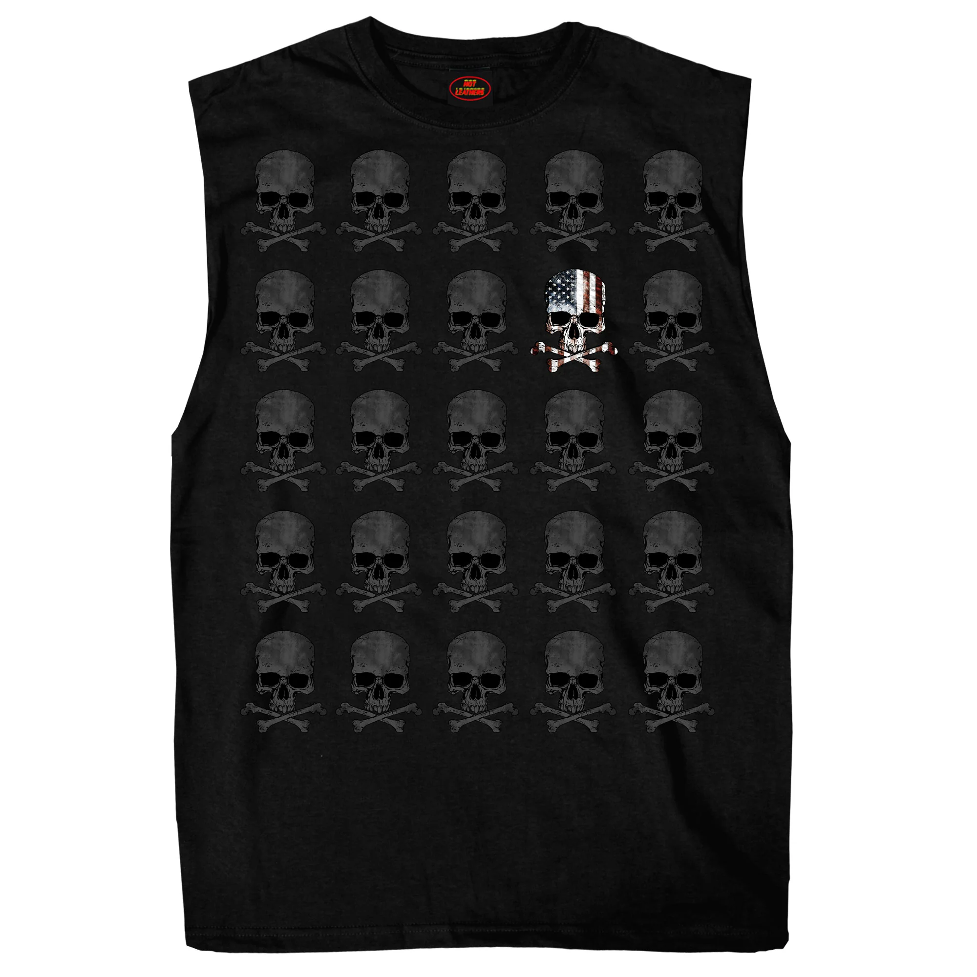 Original Hot Leathers GMT3440 Men s Shooter Skull Pattern Sleeveless Black Tank Top Shirt Prestigious