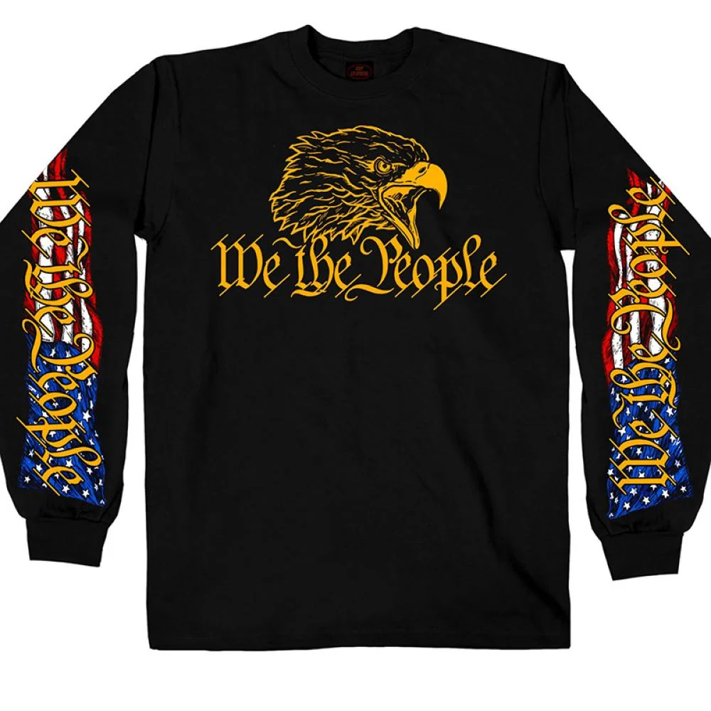 Outstanding Hot Leathers GMS2485 Men's Long Sleeve We The People Eagle Black Shirt Efficient