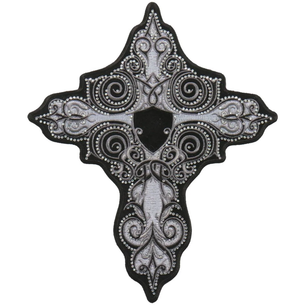 Artisan Hot Leathers PPC3287 9 Inch White Cross Patch with Rhinestones Breathable