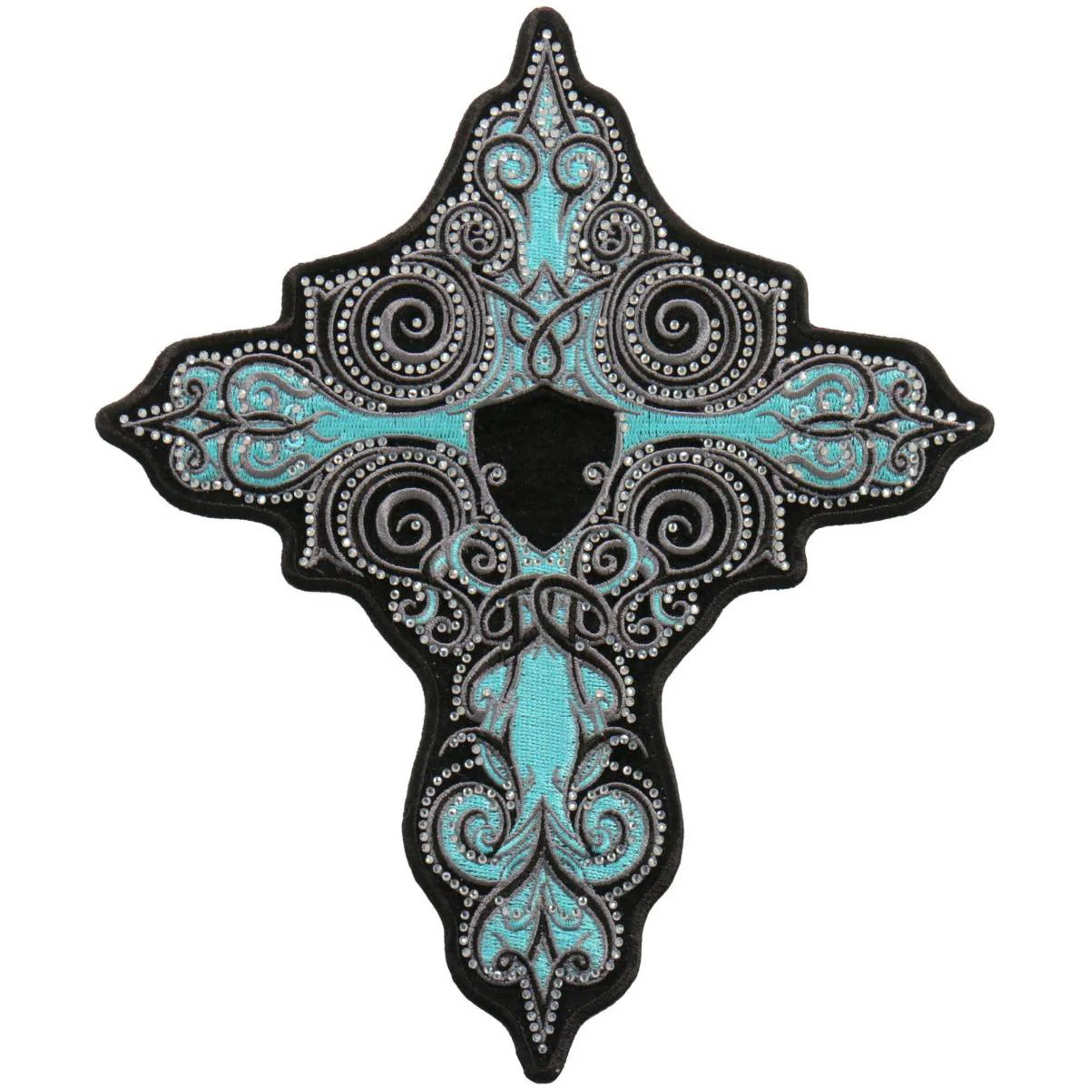 Traditional Hot Leathers PPC3295 5 Inch Rhinestone Turquoise Cross Patch Responsible