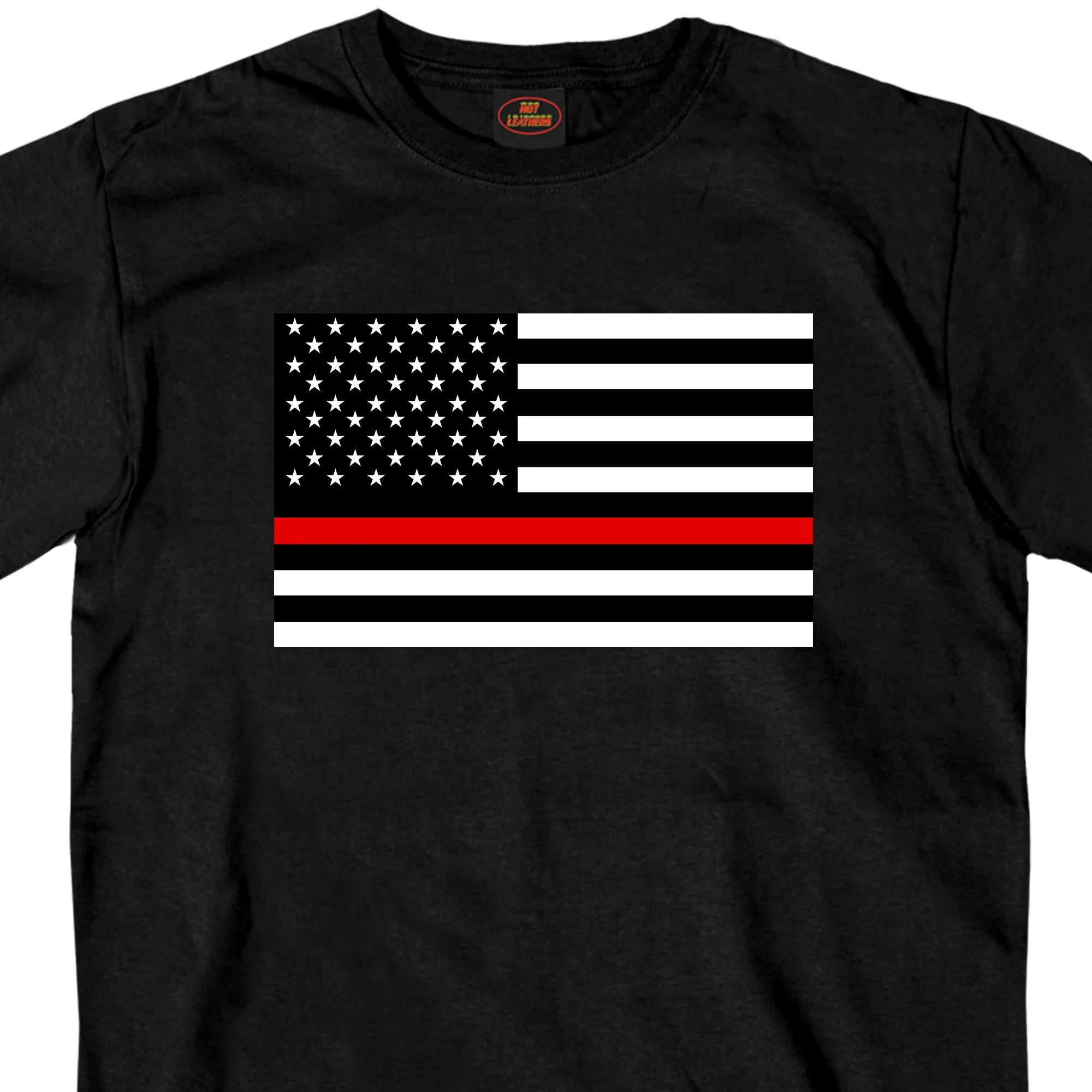 Trendy Hot Leathers GMS1446 Mens Thin Red Line USA Flag Black T-Shirt Artisan