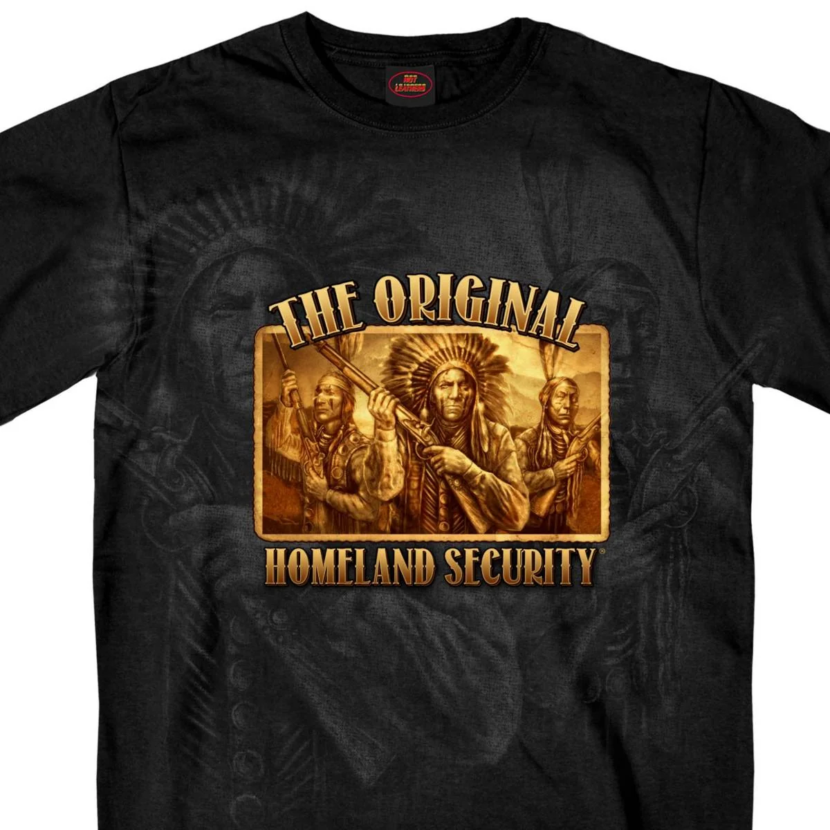 Fast Hot Leathers GMS1460 Men's Homeland Security Native American Black T-Shirt Easy-to-Use