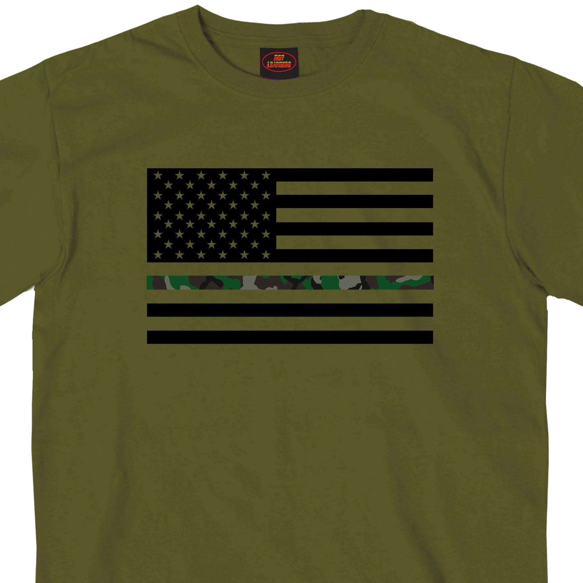 User-Friendly Hot Leathers GMS1444 Mens Thin Line Camo USA Flag Military Green T-Shirt Genuine