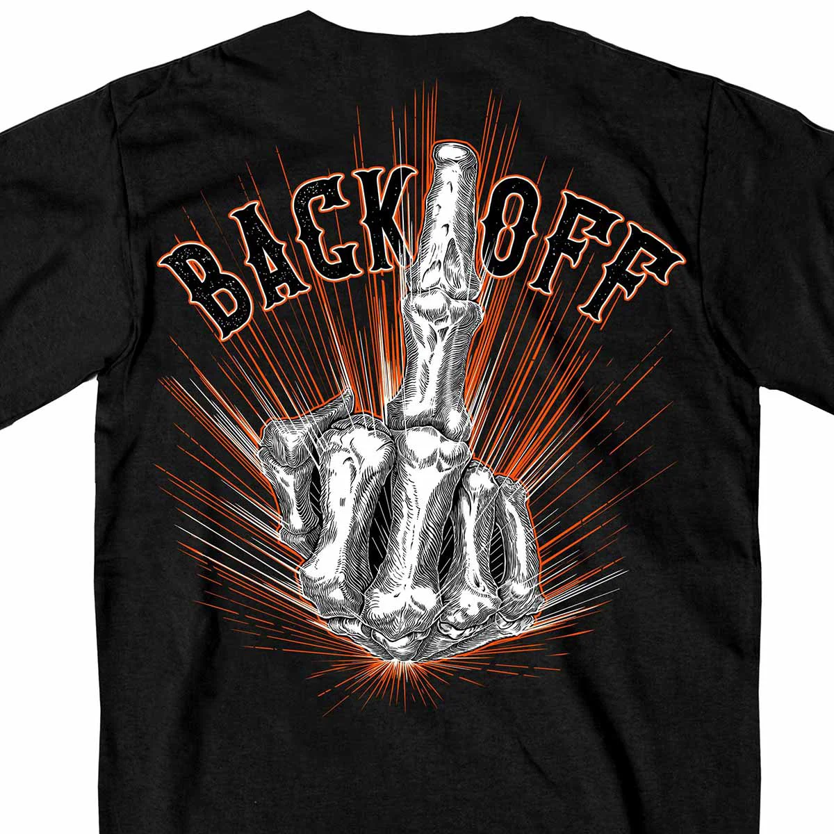 Reusable Hot Leathers GMD1453 Men's Back Off Bone Finger Black T-Shirt Long-Lasting