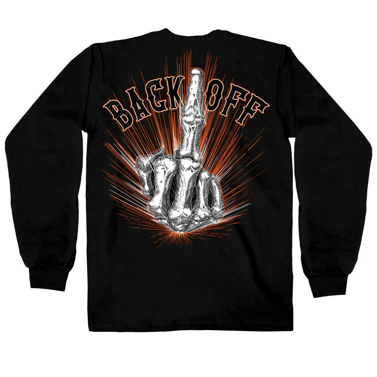 Stylish Hot Leathers GMD2453 Men's Bone Finger Long Sleeve Black Shirt Crafted