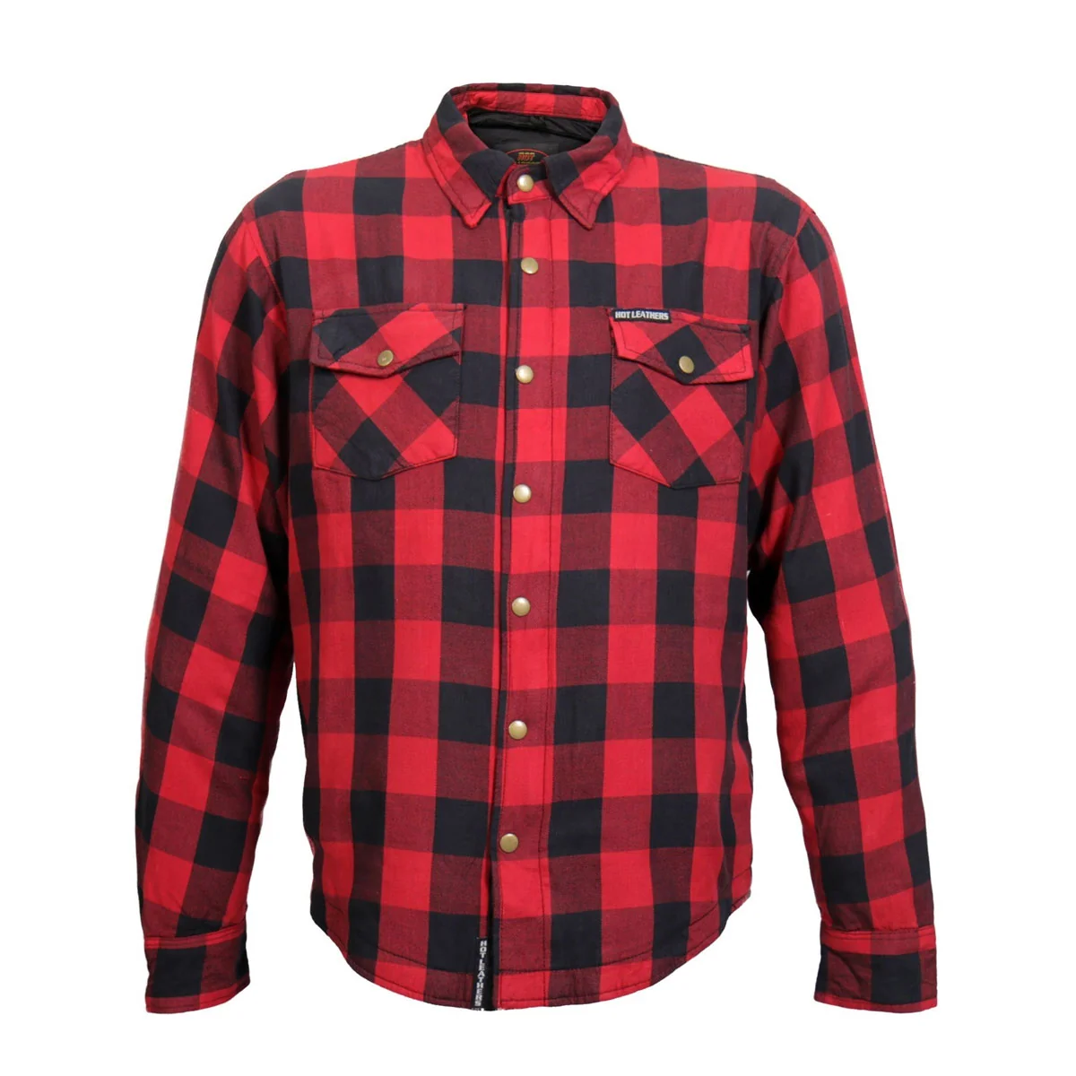 Crafted Hot Leathers JKM3003 Men's Red Black CE Armored Flannel Motorcycle Shirt Jacket - Aramid Fiber Reinforced Traditional