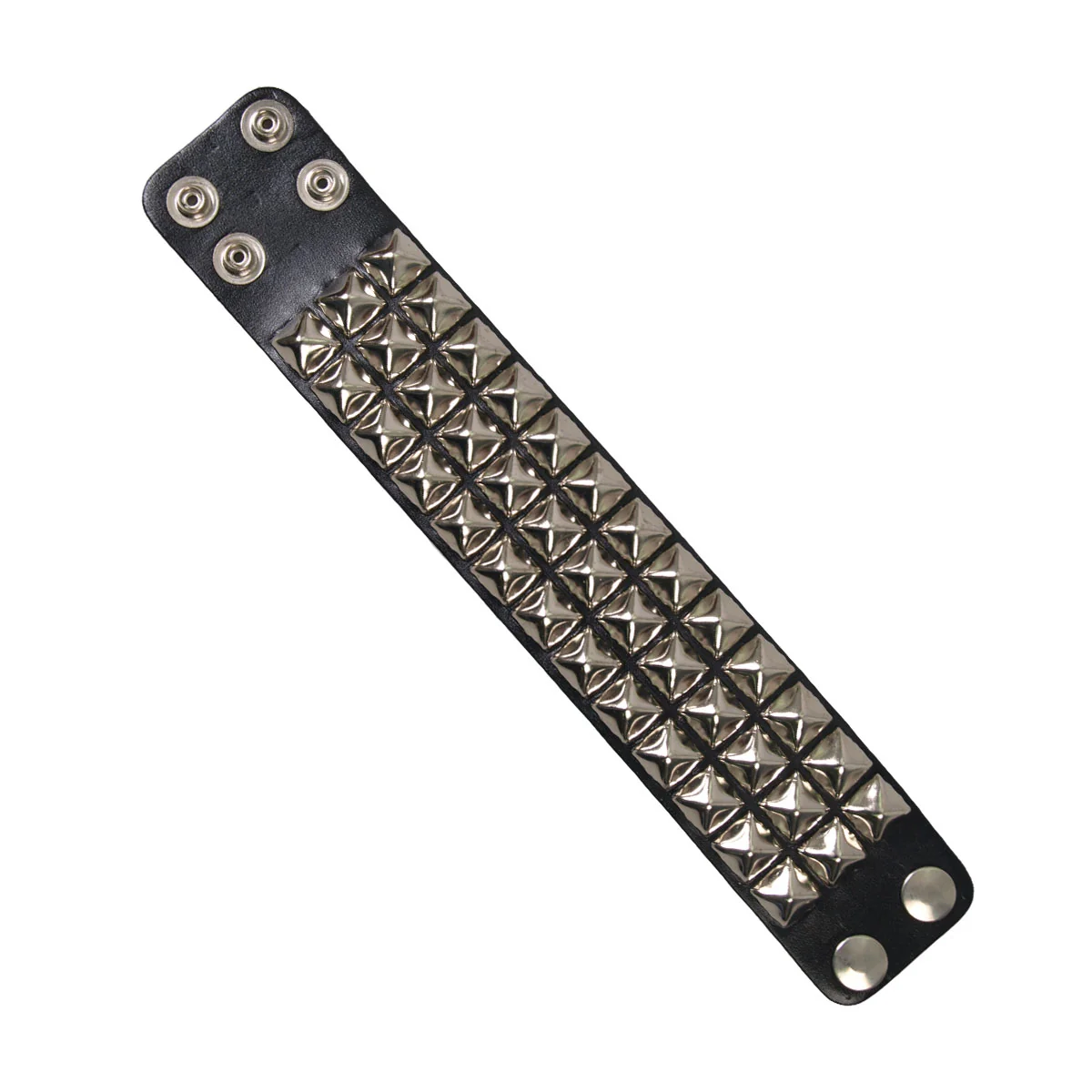 Fine Hot Leathers WBA1001 3-Row Pyramid Stud Wrist Band Unique
