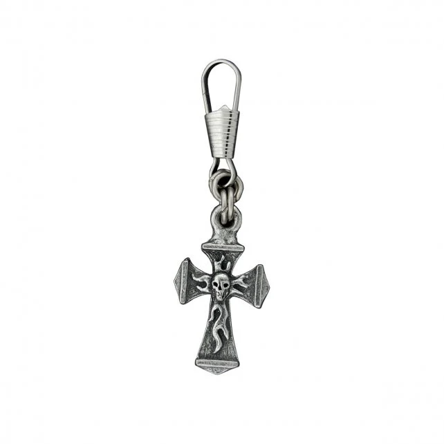Healthy Hot Leathers ZPA1019 Cross with Skull Zipper Pull Environmentally Friendly