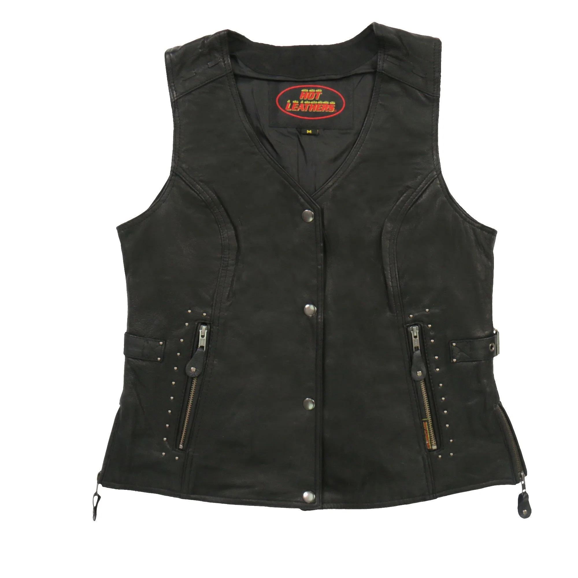 Exceptional Hot Leathers L1014 Ladies Black Leather Vest with Fringe Reusable