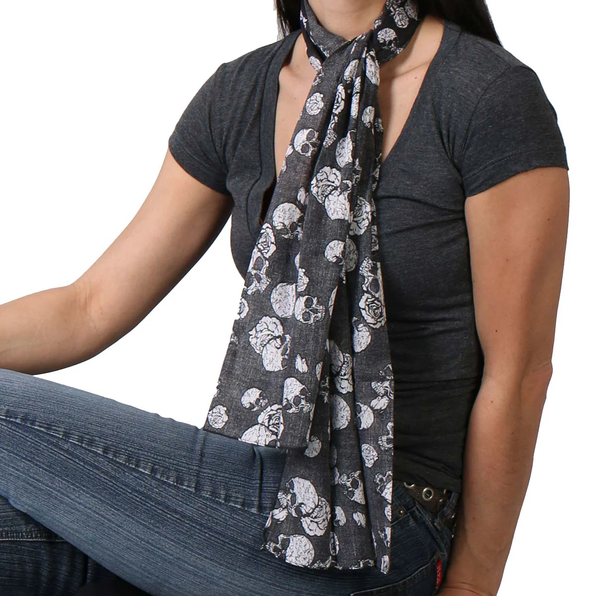 Optimized Hot Leathers SCF1004 Skulls Black Scarve Solid