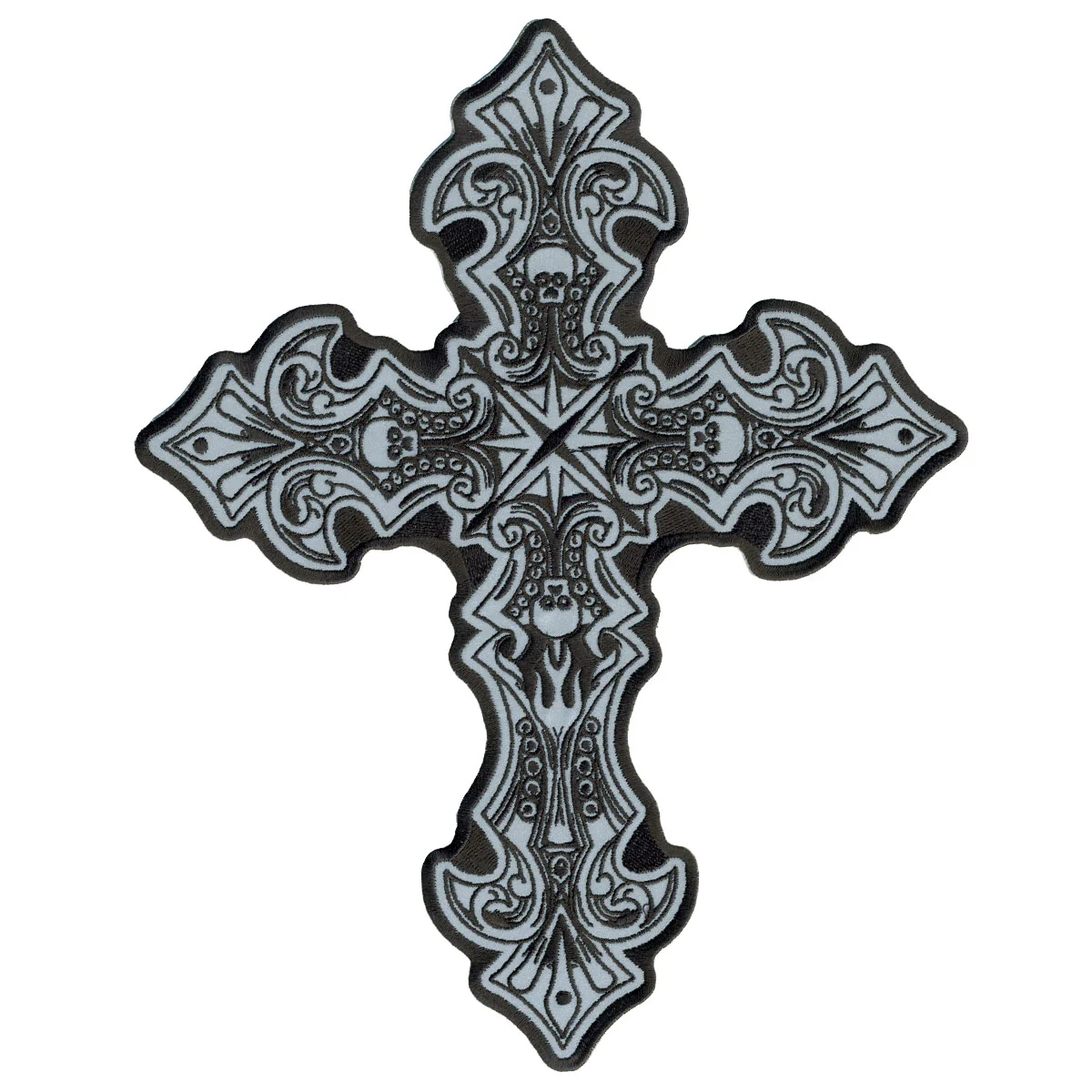 Fast Hot Leathers PPB1217 Reflective Crucifix 9 x 11 Patch Traditional