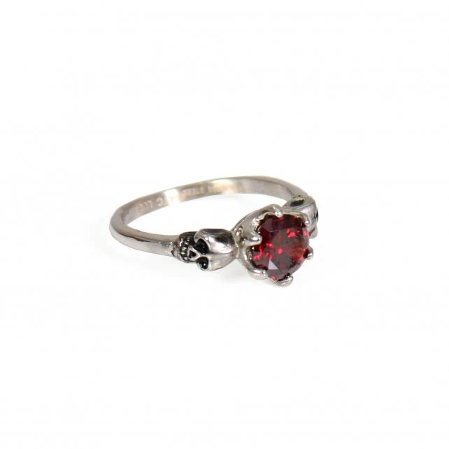 Durable Hot Leathers JWR1109 Red Stone Small Skull Stainless Steel Ring High-Quality