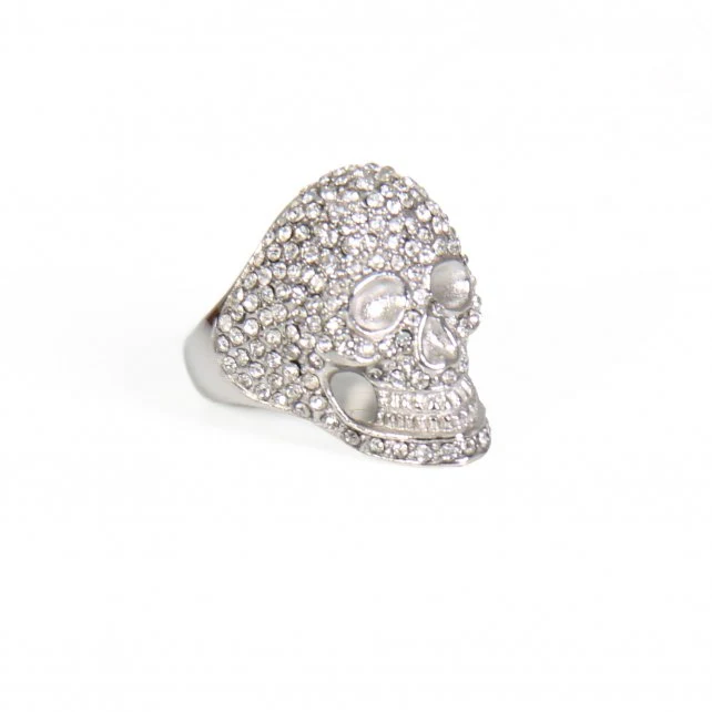Classic Hot Leathers JWR1113 Bling Skull Stainless Steel Ring Healthy
