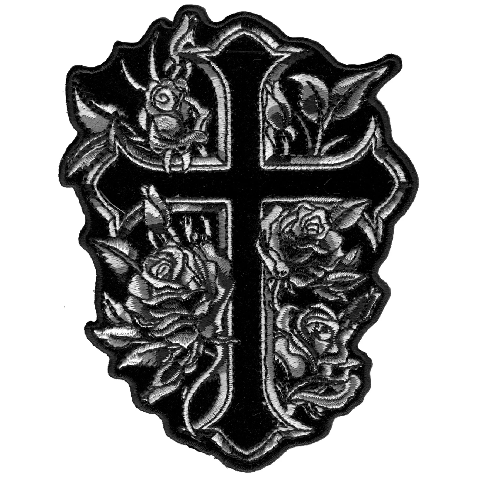 Classic Hot Leathers PPA6661 Cross and Roses 4 x 5 Patch Top-Quality