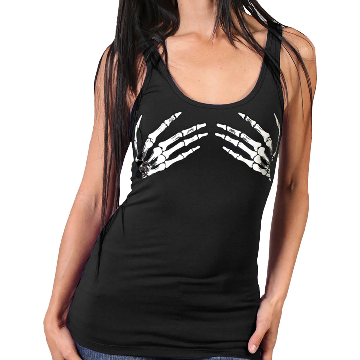 Convenient Hot Leathers GLR2074 Ladies Skeleton Hands Tank Top Shirt Authentic