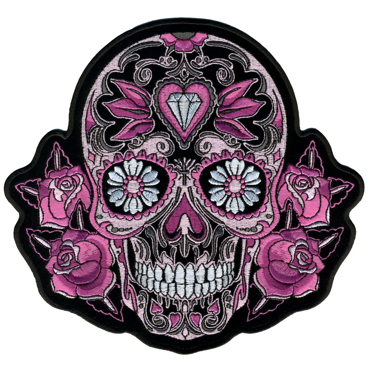 Refined Hot Leathers PPA6967 Pink Sugar Skull and Roses 8 x 8 Patch Genuine