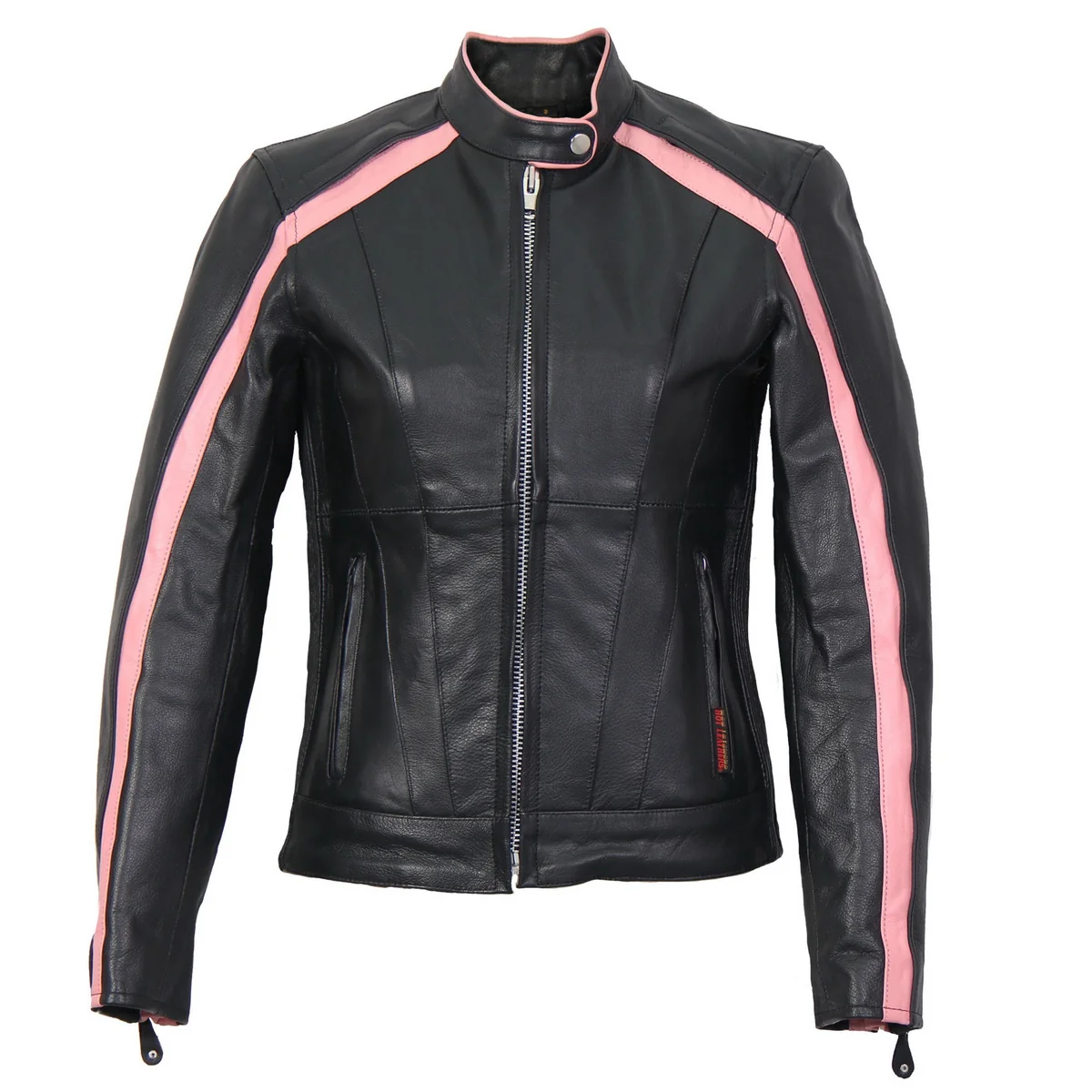 Classic Hot Leathers Ladies Pink Riot Black Leather Motorcycle Jacket - JKL1022 Pink RiotJKL1022 Selected
