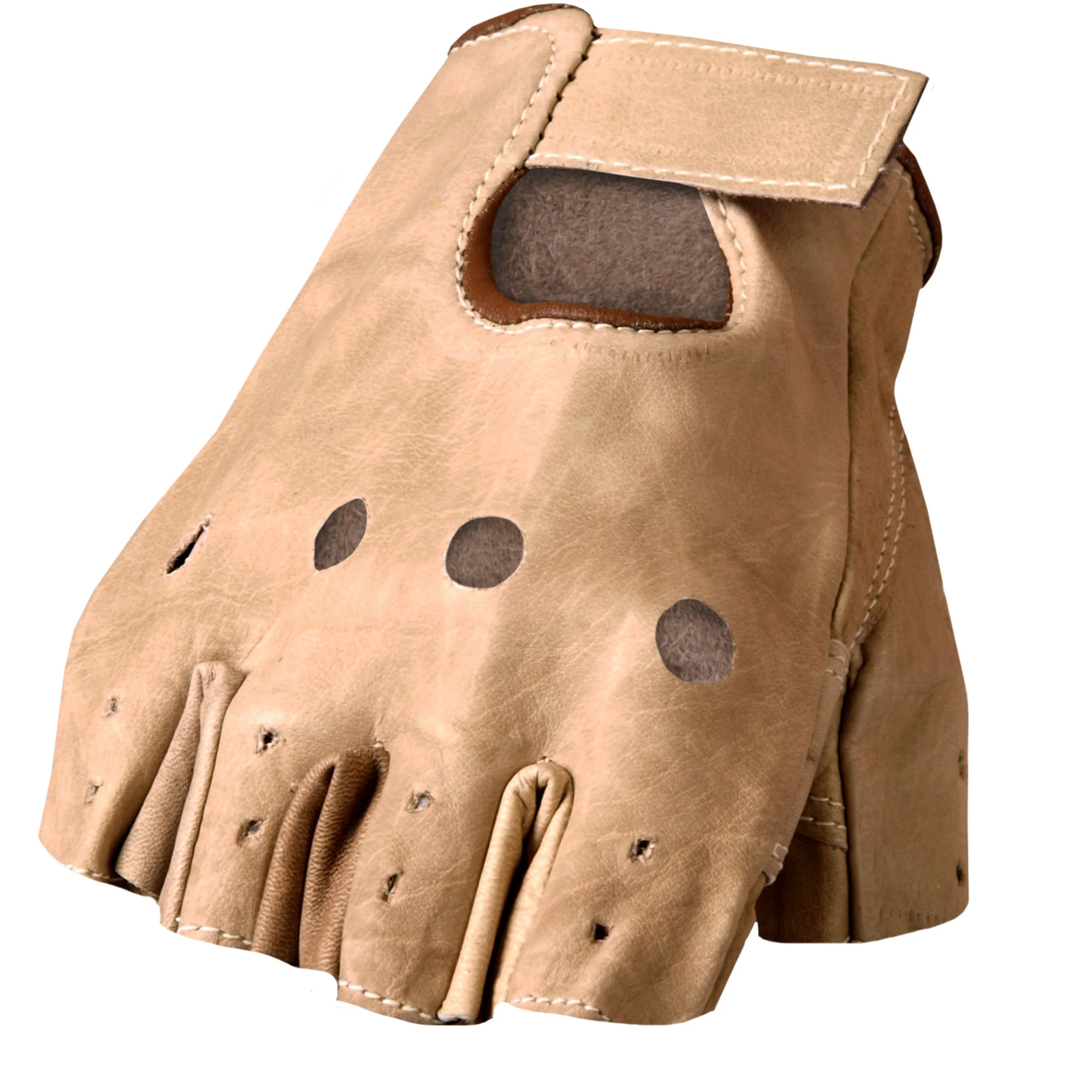 Contemporary Hot Leathers GVM1005 Brown Unlined Fingerless Leather Gloves with Padded Palm Exceptional