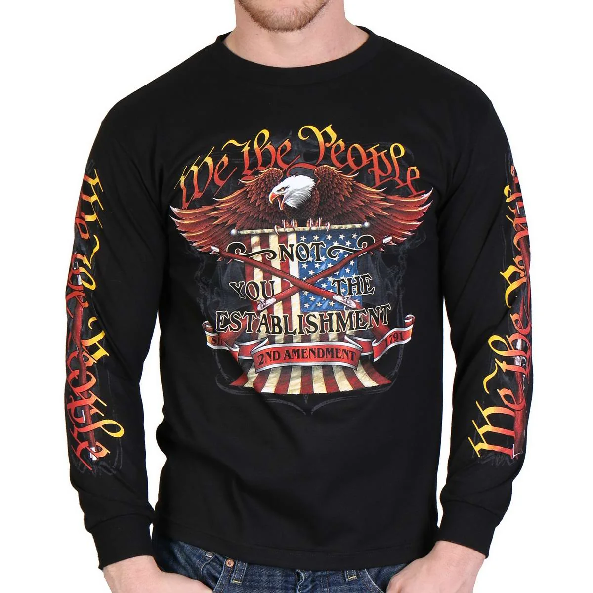 Refined Hot Leathers GMS2358 Men s We the People Long Sleeve Black Shirt Elegant