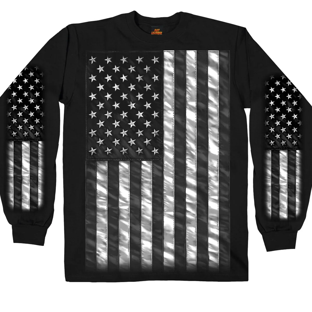 Next-Generation Hot Leathers GMS2393 Men s American Flag Long Sleeve Black Shirt Casual