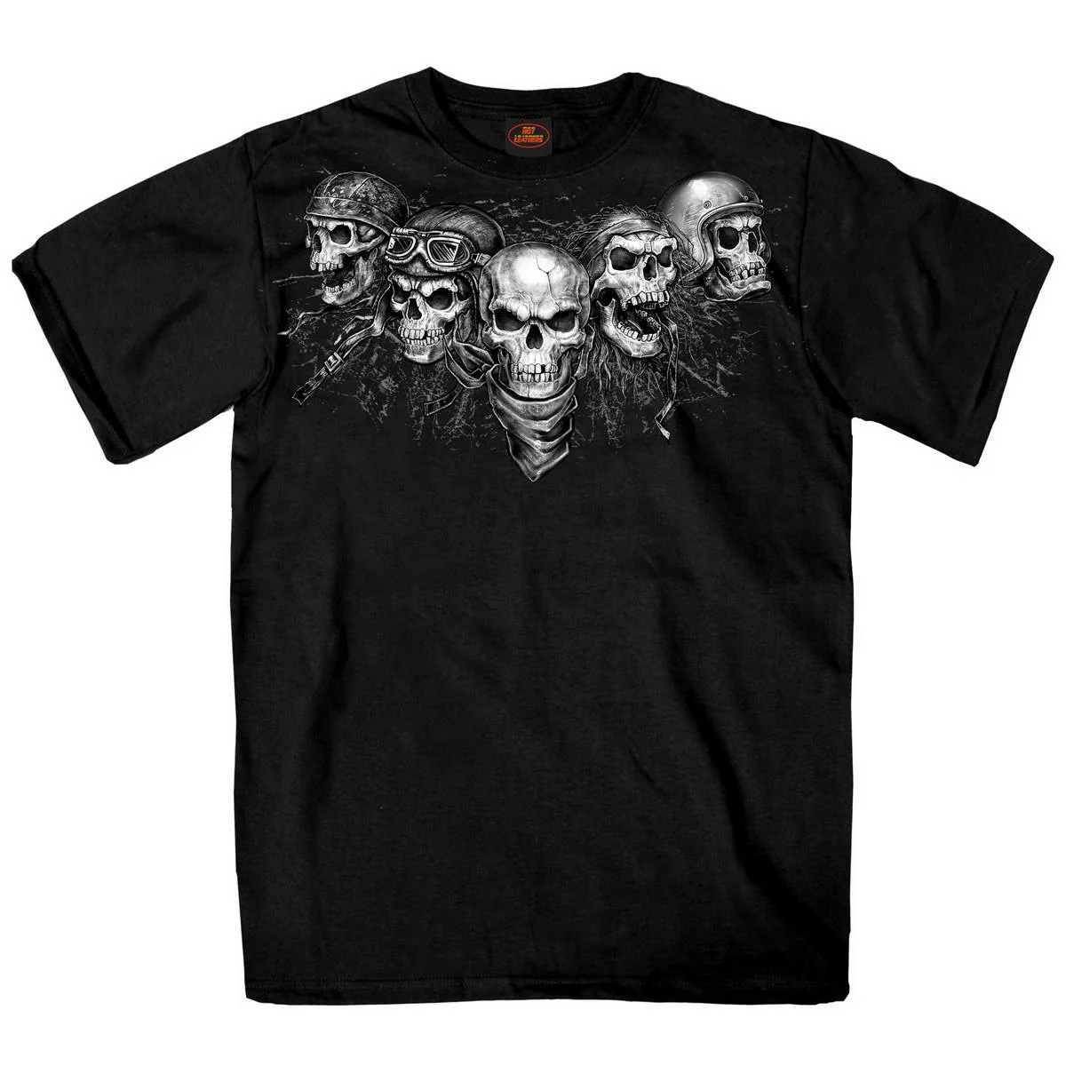 Natural Hot Leathers GMS1423 Men s Five Skull Short Sleeve Black T-Shirt Quality