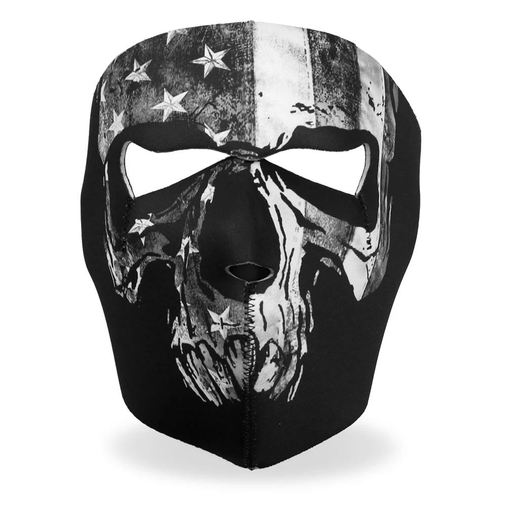 Superior Hot Leathers FMA1034 Gray Skull Flag Face Mask Smooth