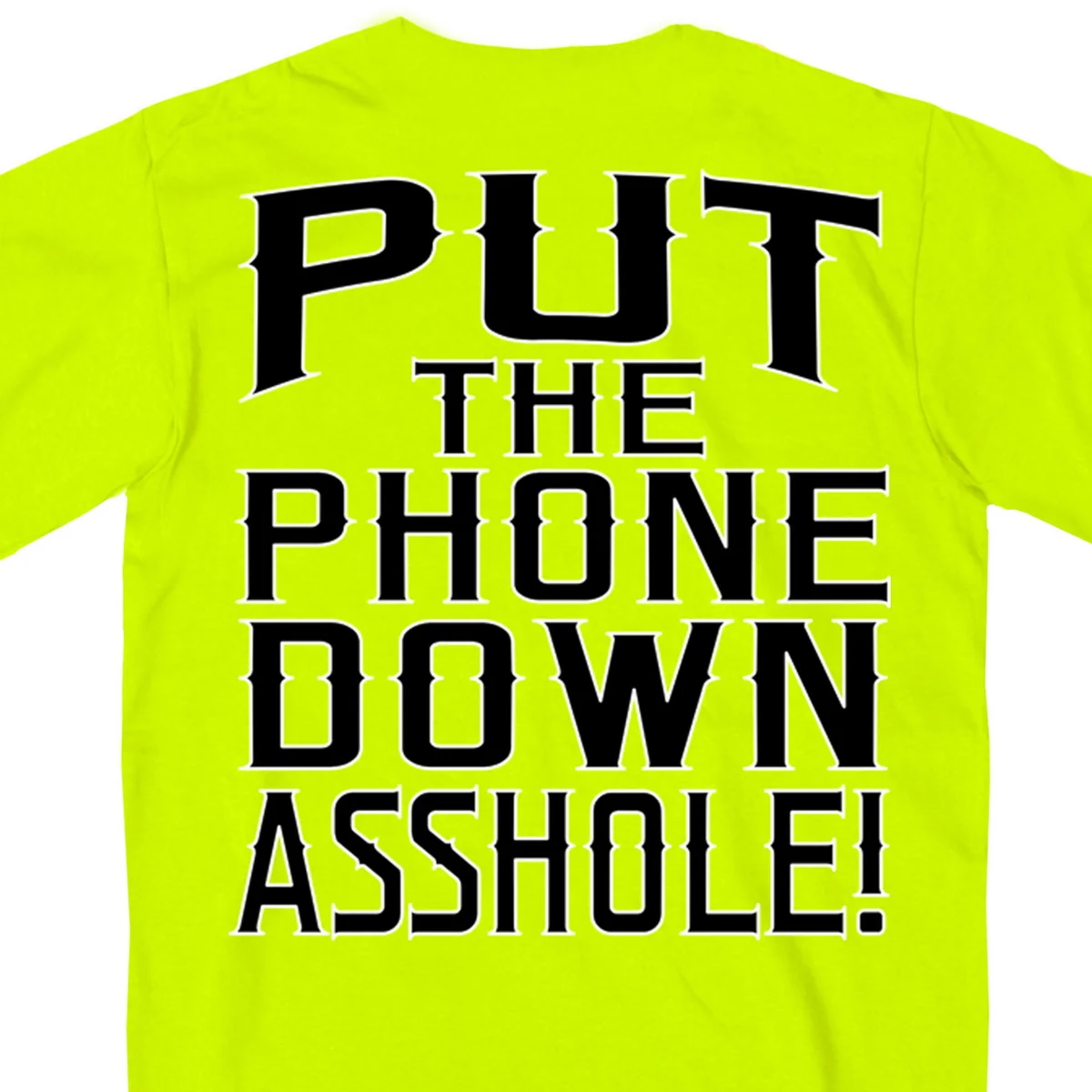 Breathable Hot Leathers GMD1435 Men's 'Put the Phone Down A H ' Safety Green T-Shirt Selected