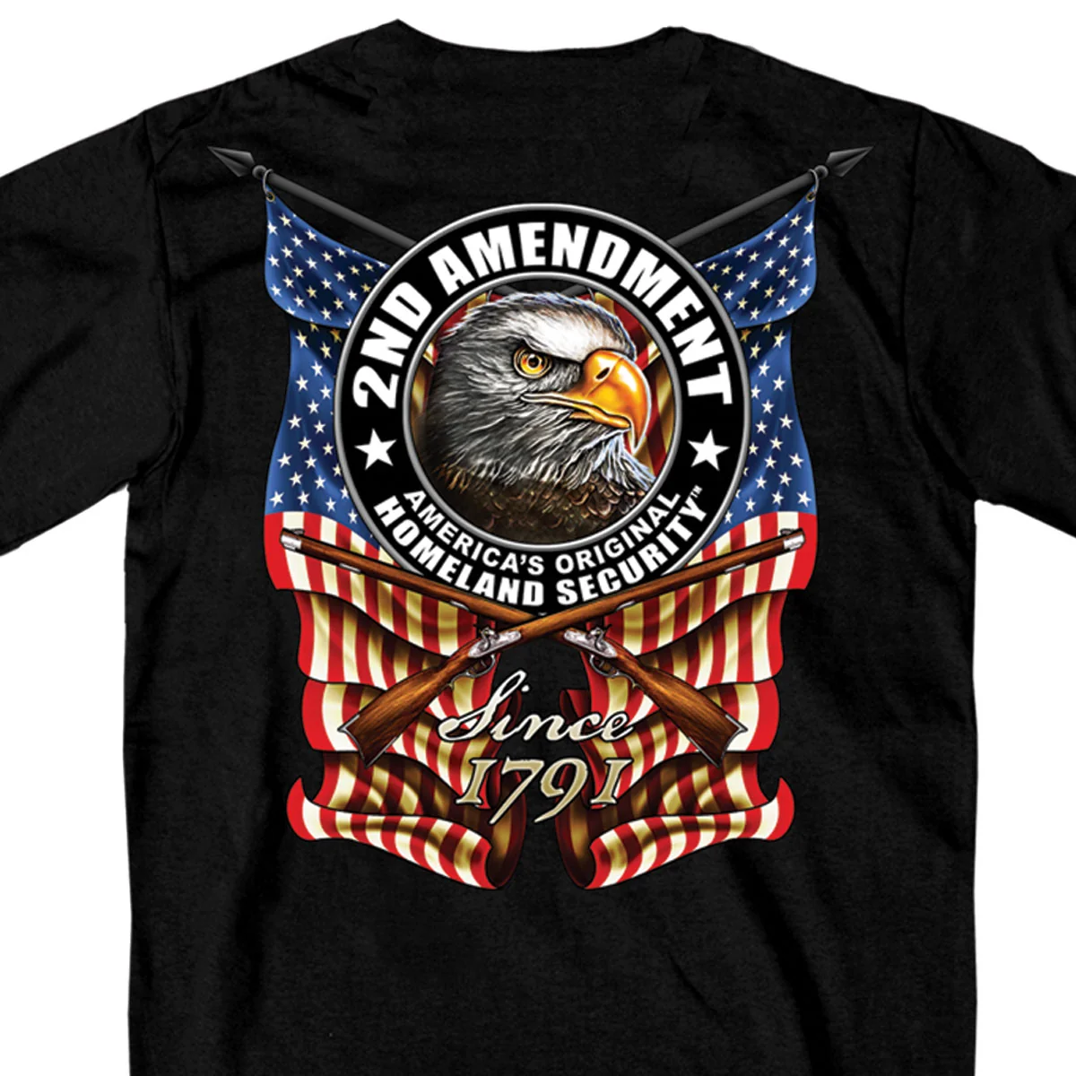 Certified Hot Leathers GMD1338 Mens 'New Down Flag' Black T-Shirt Proven
