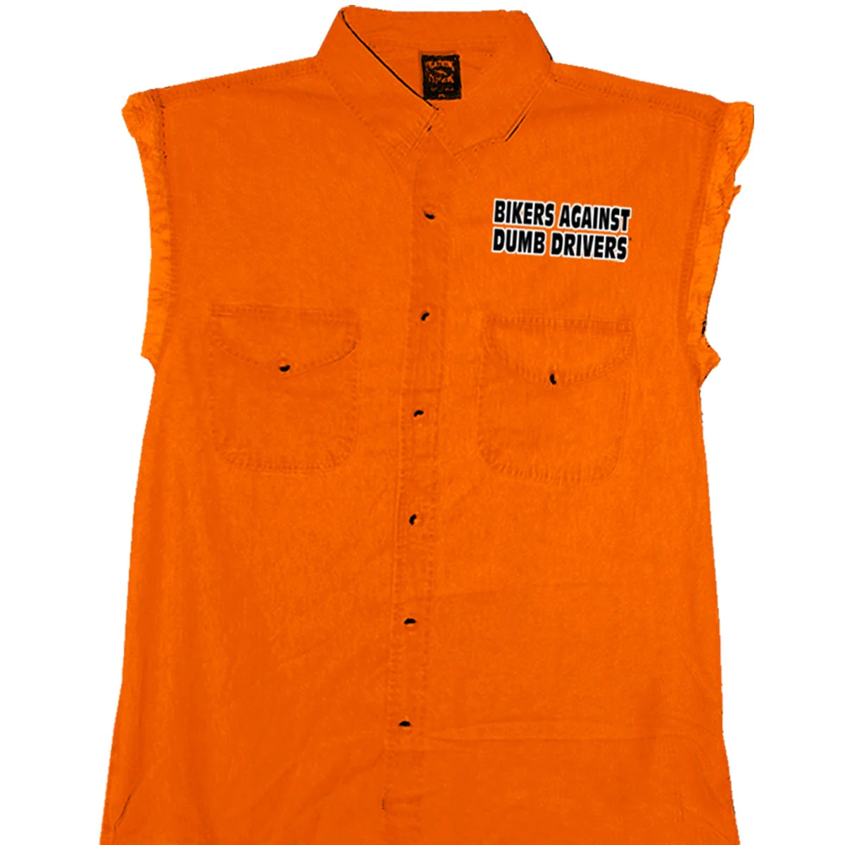 Solid Hot Leathers GMD5090 Mens 'Can You See Me Now A Sleeveless Safety Orange Denim Shirt Elegant