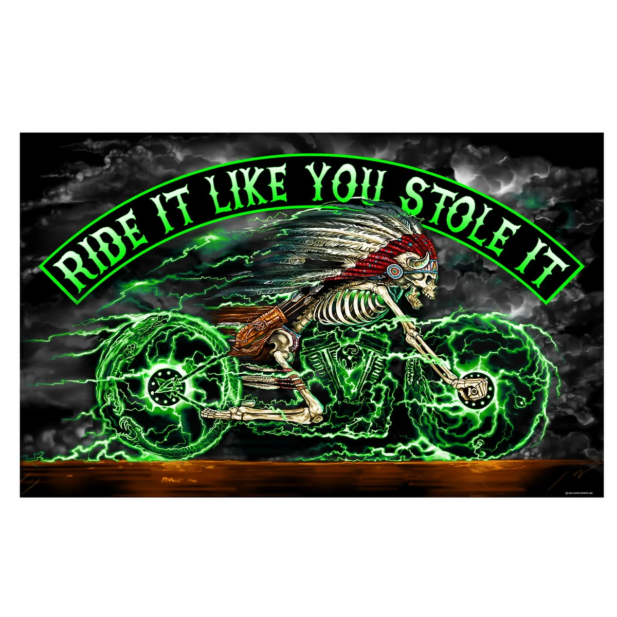 Eco-Friendly Hot Leathers FGA1062 Skeleton Cycle Full Size Biker Flag Fine Crafted