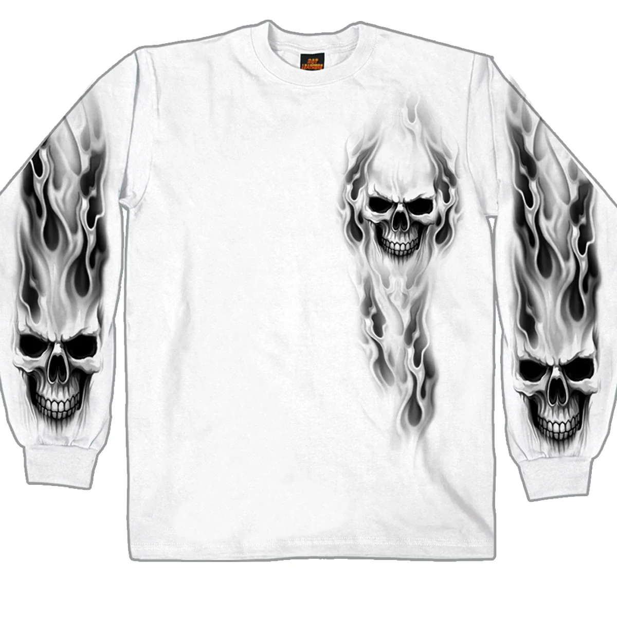 Premium Material Hot Leathers GMD2241 Mens 'Ghost Skull' White Long Sleeve Shirt High-Quality