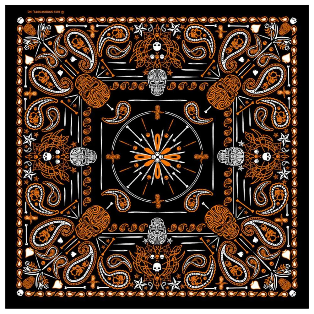Fast Hot Leathers BAB1069 Orange Paisley Skulls Bandana Efficient