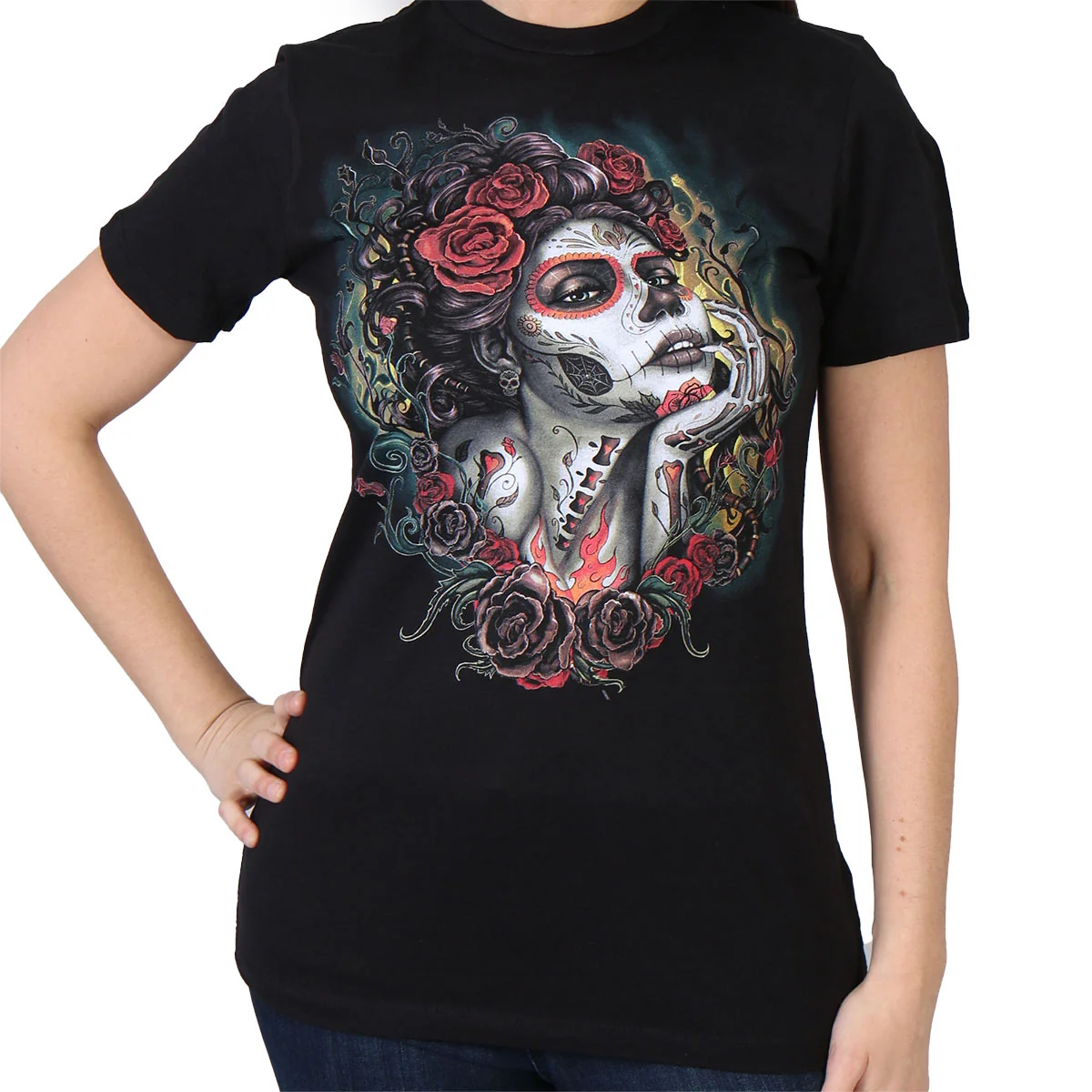 Durable Hot Leathers GLR1412 'Sugar Woman' Ladies Black T-Shirt Optimized