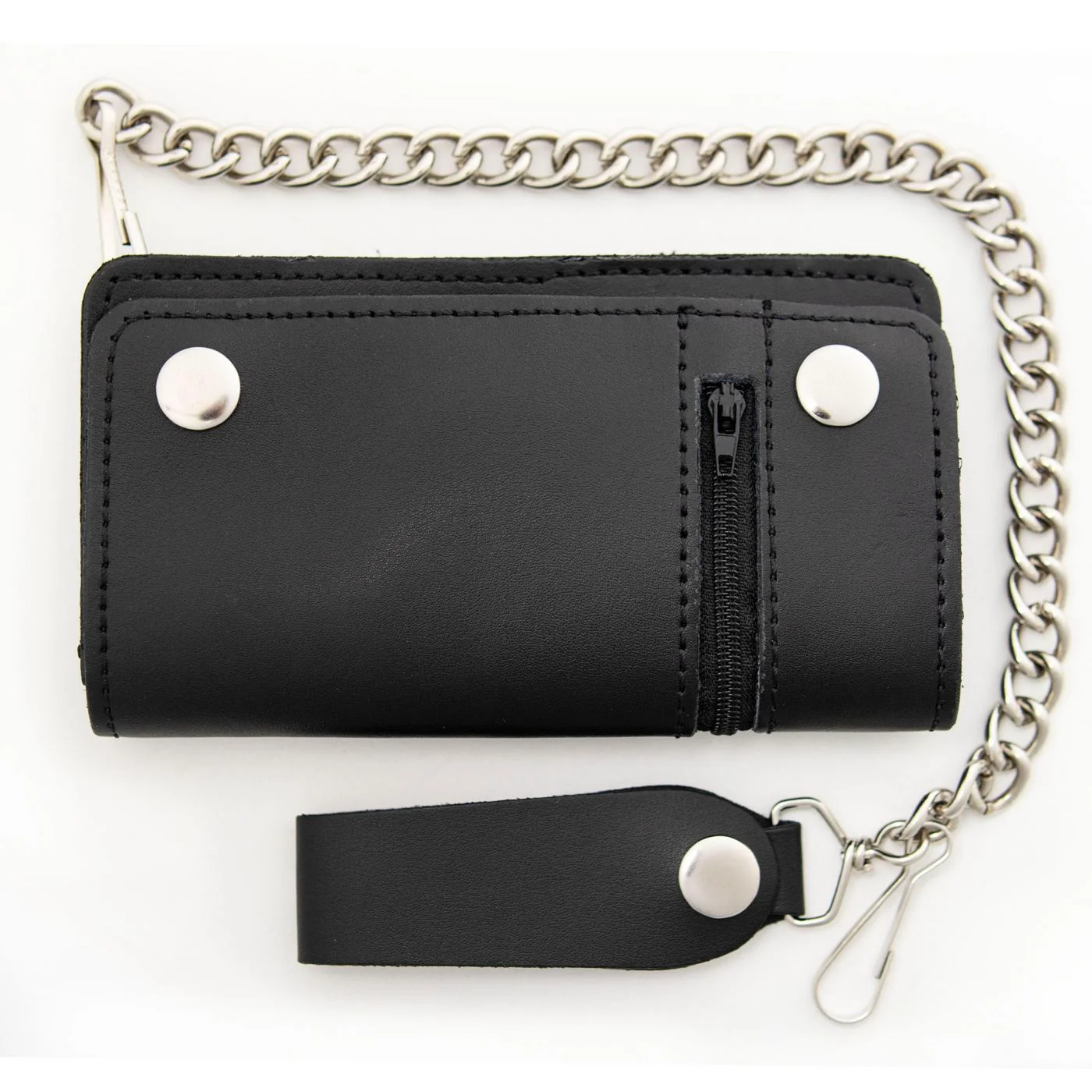 Versatile Milwaukee Leather MLW7882 Men's 6 Black Leather Biker Wallet w Outer Pocket - Bi-Fold Anti-Theft Stainless Steel Chain Fast