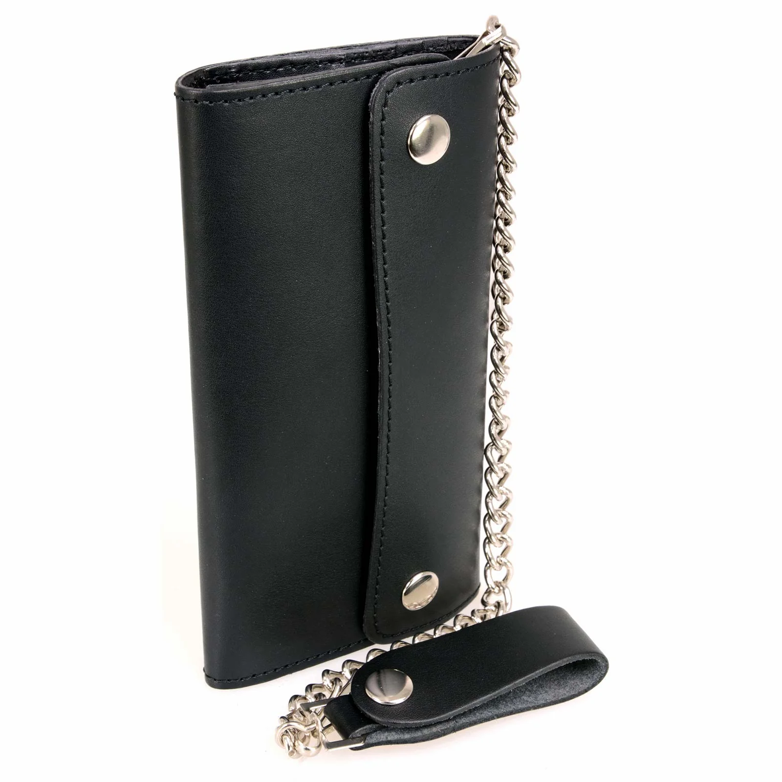 Stylish Milwaukee Leather MLW7811 Men's 8 Black Leather Biker Wallet - Bi-Fold w Anti-Theft Stainless Steel Chain Sustainable