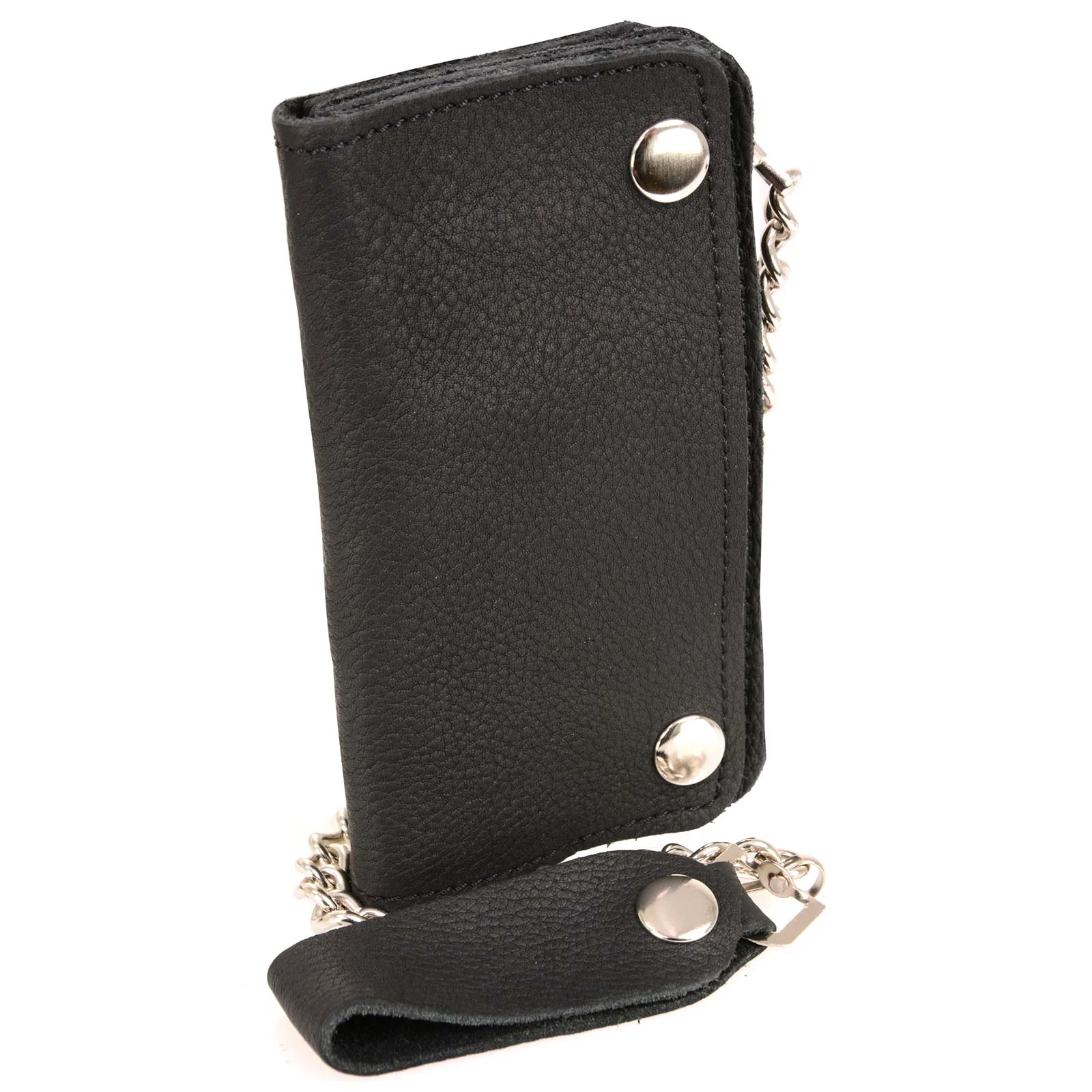 Trusted Milwaukee Leather MLW7883 Men's 6 Black Premium Leather Soft Biker Wallet - Bi-Fold Anti-Theft Stainless Steel Chain Detailed