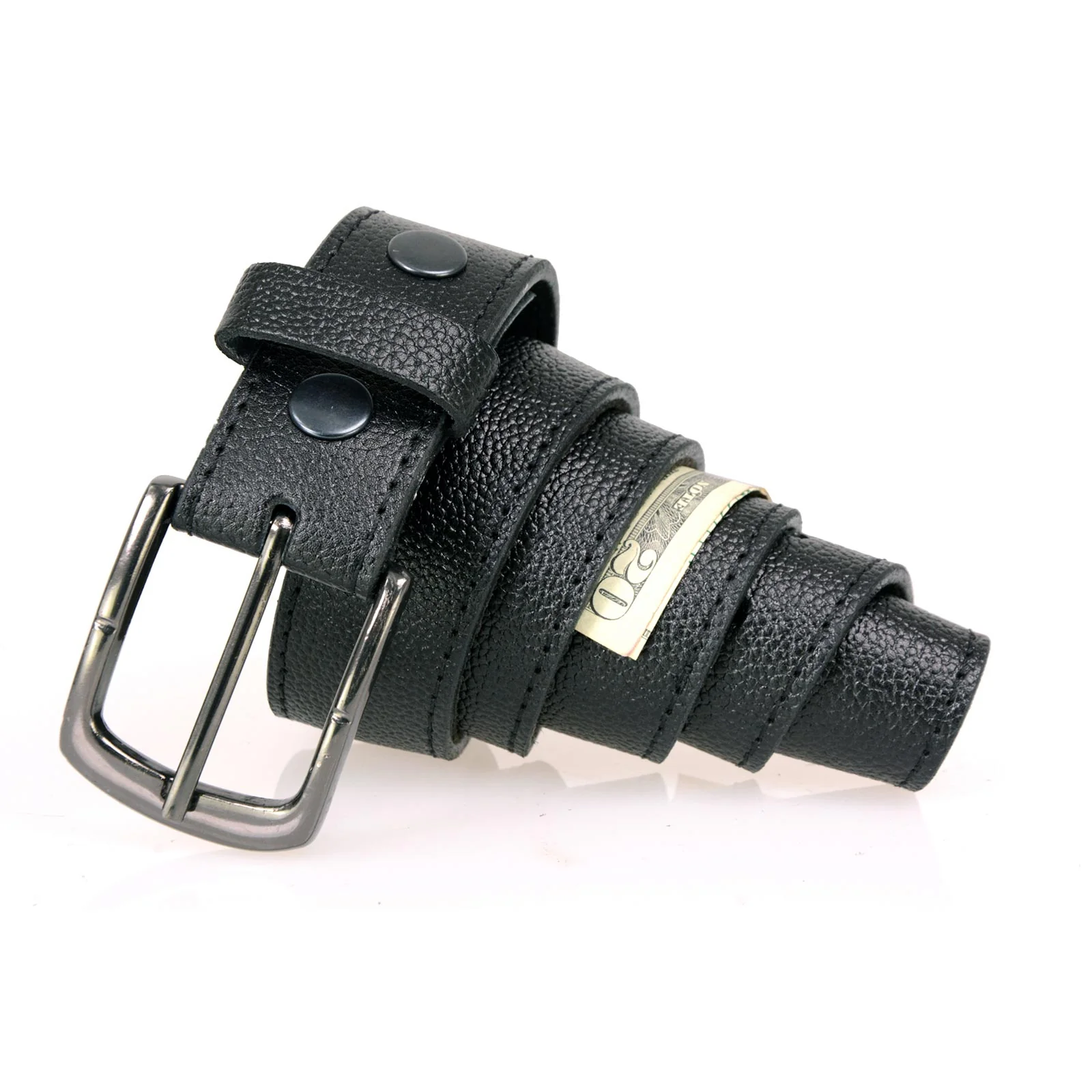 Pure Milwaukee Leather MP7150 Men's Black Cowhide Leather Money Belt W Secure Front Buckle for Motorcycle Rider Premium