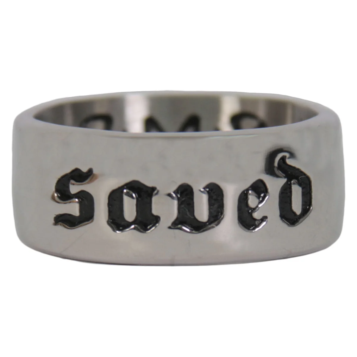 Genuine Hot Leathers JWR2132 Men's Silver 'SAVED' Stainless Steel Ring Premium Material