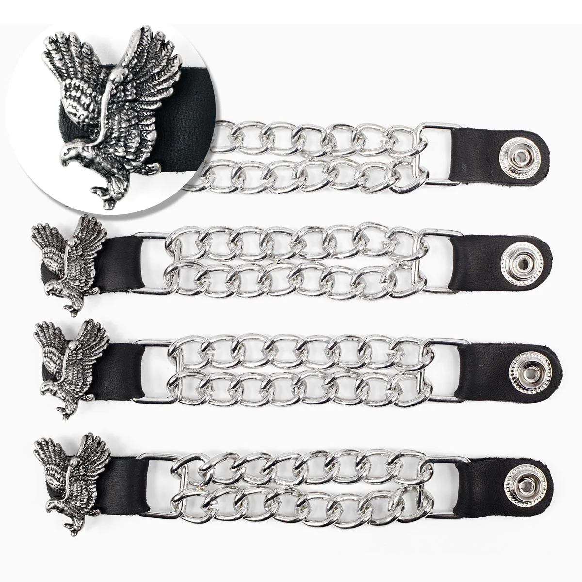 Elegant Milwaukee Leather Flying Eagle Medallion Vest Extender - Double Chrome Chains Leather 6.5 Extension 4-PCS MLA6003SET Eco-Friendly