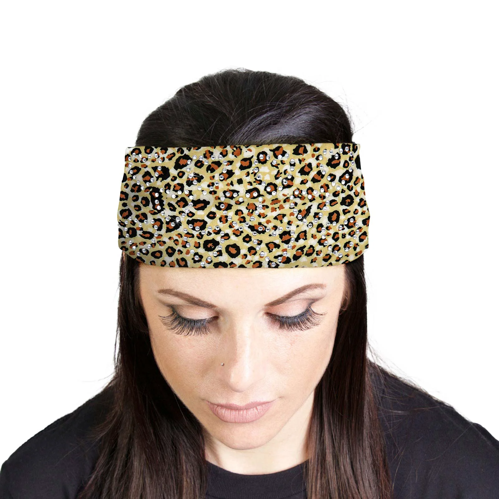 Casual Milwaukee Leather Bling Designed Wide Headbands-Headwraps for Women Biker Bandana with Leopard Print - MLA8030 Relaxed
